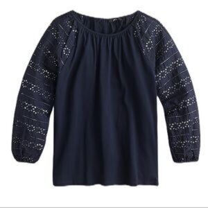 J Crew Top S Eyelet Sleeves